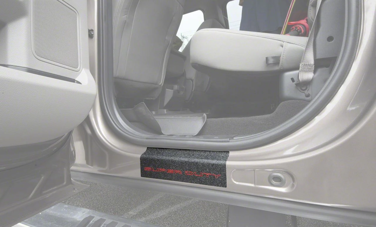 Rear Door Sill Protection with Super Duty Logo; TUF-LINER Black; Black and Red (17-26 F-250 Super Duty SuperCrew)