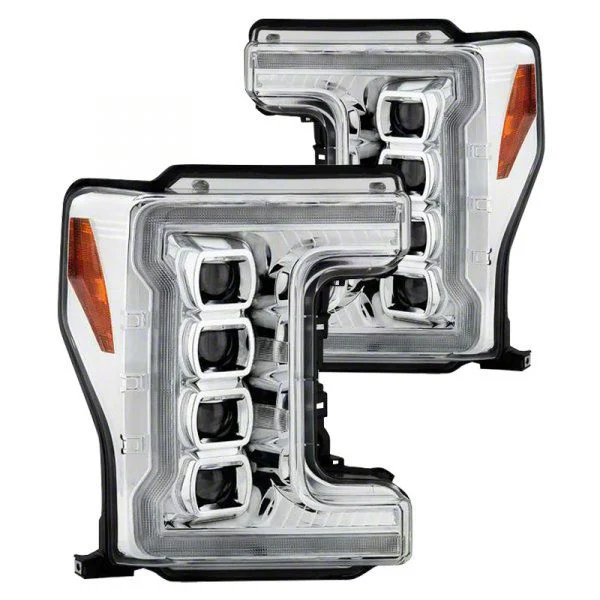 APEX Series Sequential Turn Signal Full LED Headlights; Black Housing; Clear Lens (17-18 F-250 Super Duty w/ Factory Halogen Headlights)