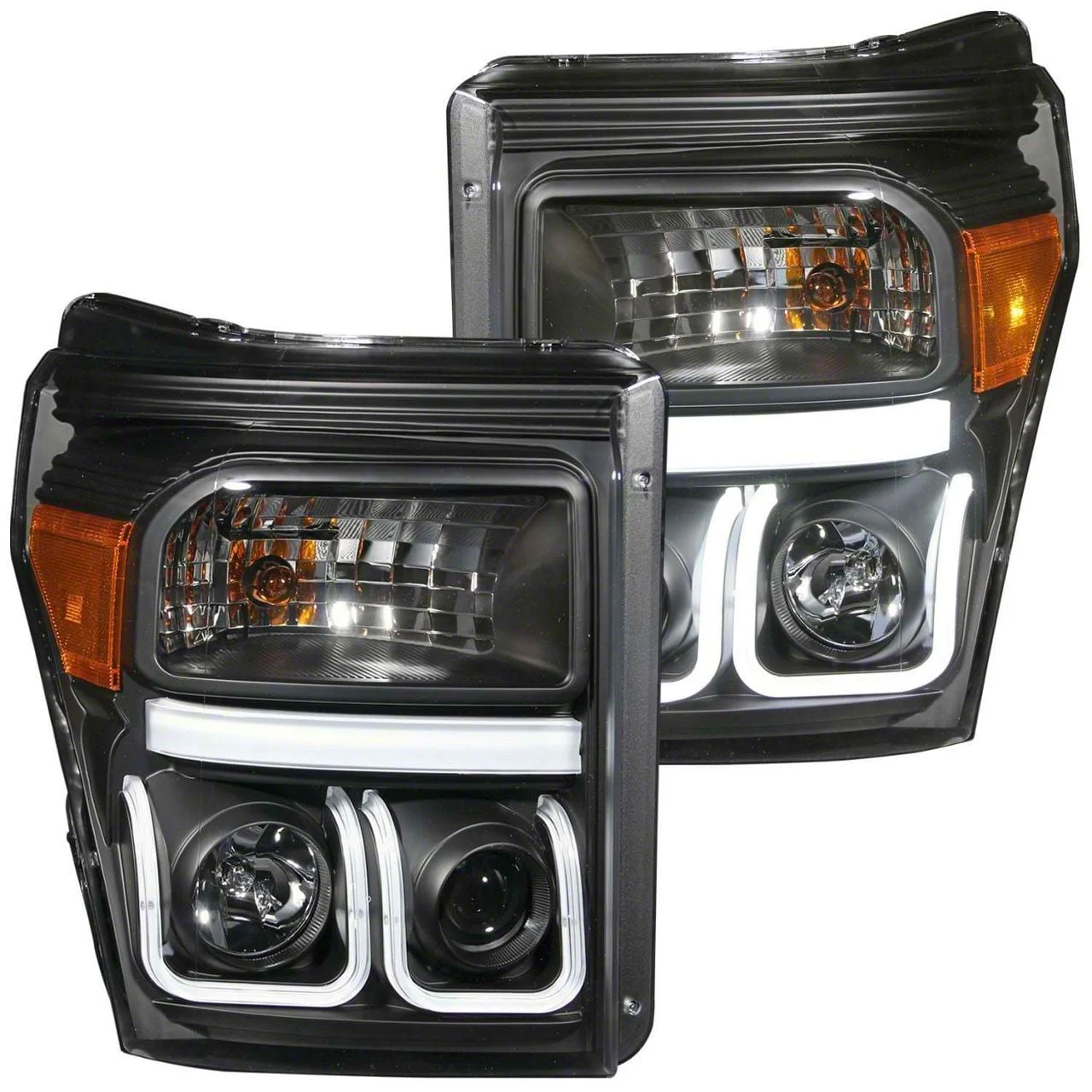 U-Bar Projector Headlights; Black Housing; Clear Lens (11-16 F-250 Super Duty)