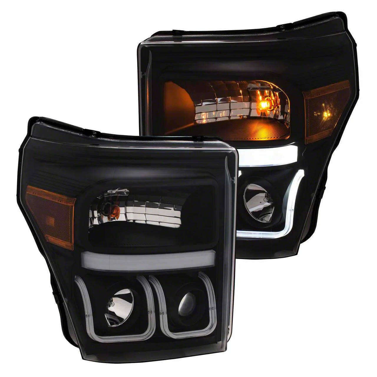U-Bar Switchback Projector Headlights; Black Housing; Clear Lens (11-16 F-250 Super Duty)