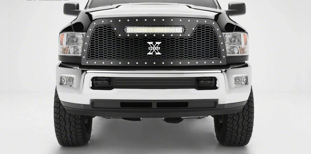 T-REX Grilles Laser Torch Upper Replacement Grille with 20-Inch LED Light Bar; Black (13-18 RAM 2500, Excluding Power Wagon)