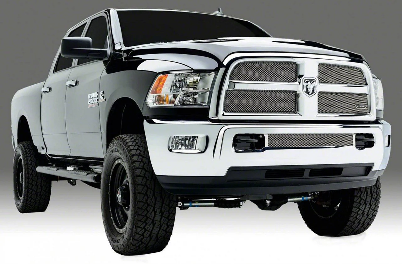 T-REX Grilles Sport Series Mesh Upper Replacement Grilles; Chrome (13-18 RAM 2500, Excluding Power Wagon)