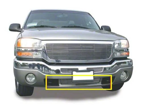 T-REX Grilles Billet Series Lower Bumper Grille Insert; Between Tow Hooks; Polished (03-06 Sierra 1500, Excluding Denali)