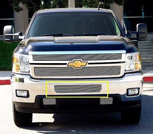 T-REX Grilles Billet Series Lower Bumper Grille Insert; Top Bumper Opening; Polished (11-14 Silverado 2500 HD)