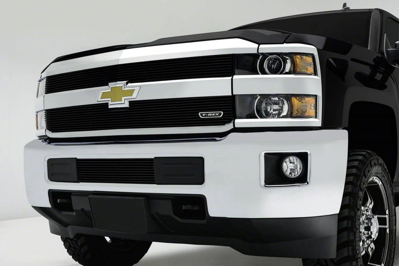 T-REX Grilles Billet Series Upper Overlay Grilles; Black (15-19 Silverado 3500 HD, Excluding High Country)