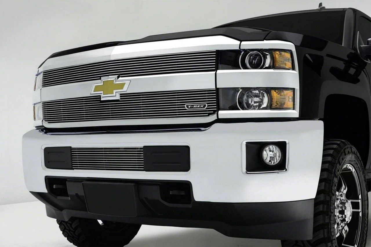 T-REX Grilles Billet Series Upper Overlay Grilles; Polished (15-19 Silverado 3500 HD, Excluding High Country)