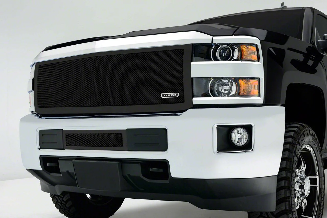 T-REX Grilles Upper Class Series Mesh Upper Replacement Grille; Black (15-19 Silverado 3500 HD)