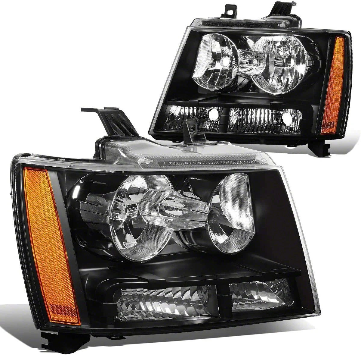 Factory Style Headlights with Amber Corners; Black Housing; Clear Lens (07-14 Tahoe)