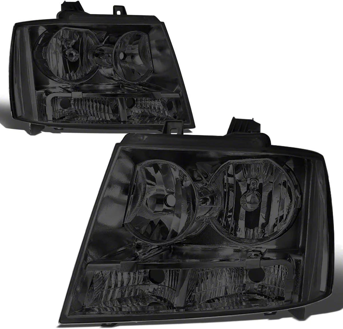 Factory Style Headlights with Clear Corners; Chrome Housing; Smoked Lens (07-14 Tahoe)