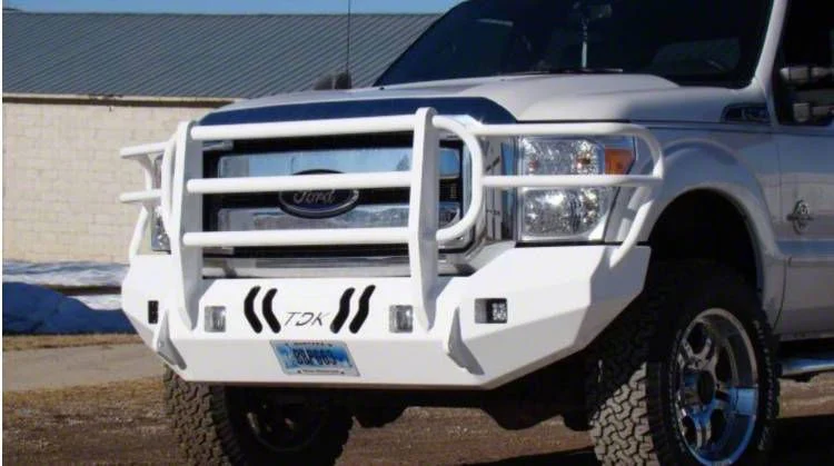 Throttle Down Kustoms Standard Front Bumper with Grille Guard; Bare Metal (11-16 F-350 Super Duty)