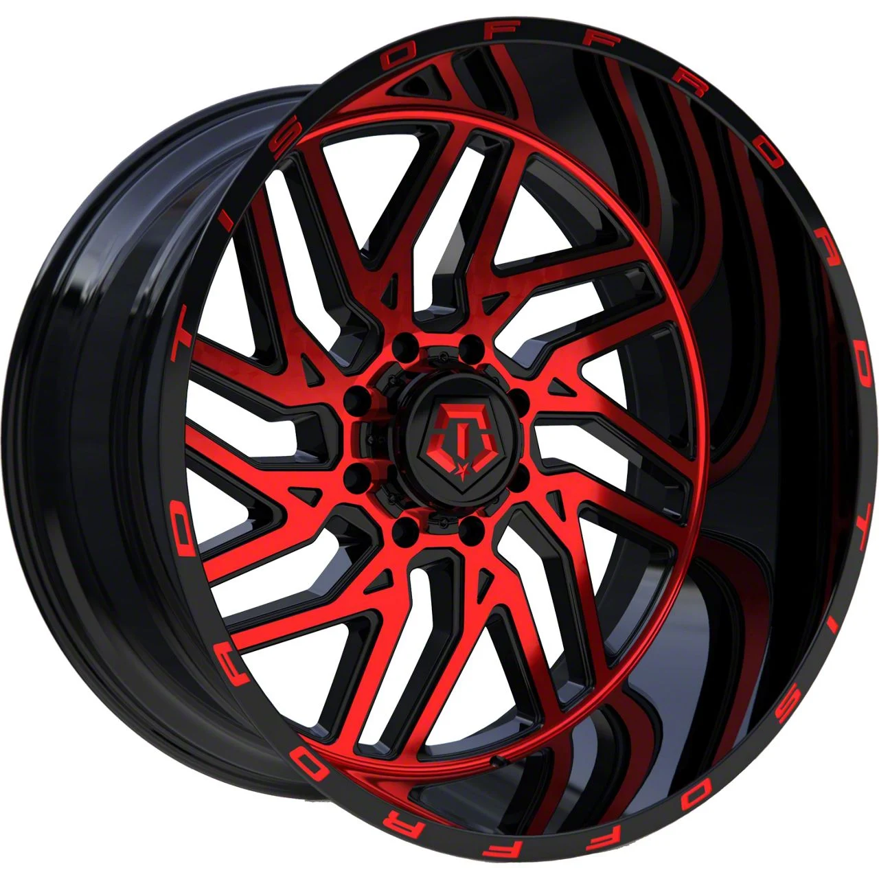 TIS 544MBR Gloss Black with Red Tint Accent 6-Lug Wheel; 22x12; -44mm Offset (14-18 Sierra 1500)