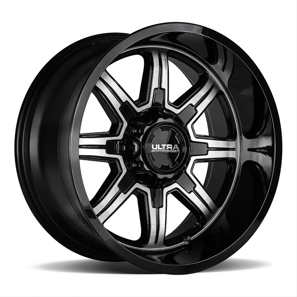 Ultra Wheels Menace Gloss Black with Diamond Cut Accents 6-Lug Wheel; 18x9; 12mm Offset (15-20 Yukon)