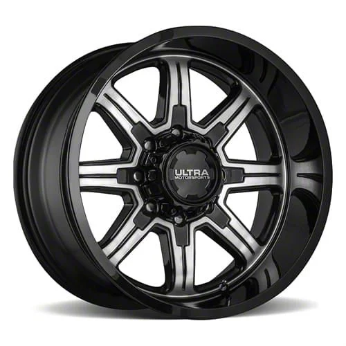 Ultra Wheels Menace Gloss Black with Diamond Cut Accents 8-Lug Wheel; 18x9; 12mm Offset (06-08 RAM 1500 Mega Cab)