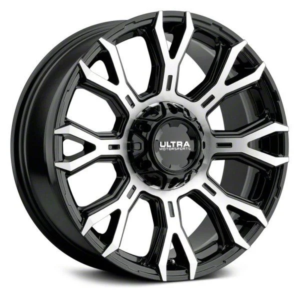 Ultra Wheels Scorpion Gloss Black with Diamond Cut Face 8-Lug Wheel; 20x9; 18mm Offset (07-10 Sierra 3500 HD SRW)