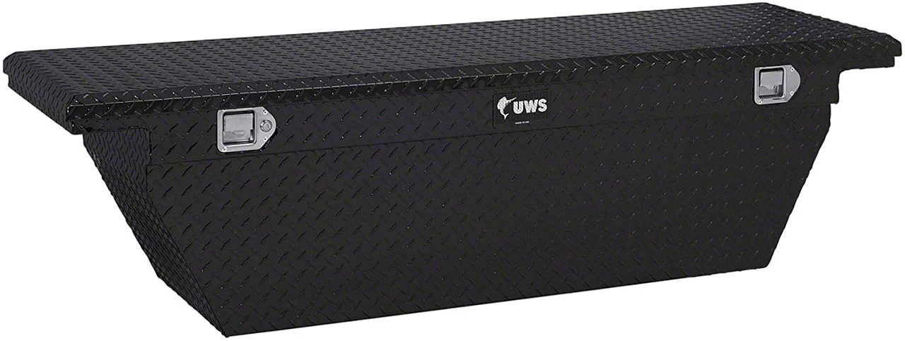 UWS 69-Inch Aluminum Deep Angled Crossover Tool Box; Gloss Black (10-18 RAM 3500 w/o RAM Box)