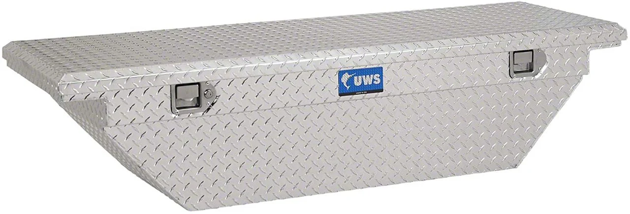 UWS 69-Inch Aluminum Low Profile Angled Crossover Tool Box; Bright (07-26 Sierra 2500 HD)