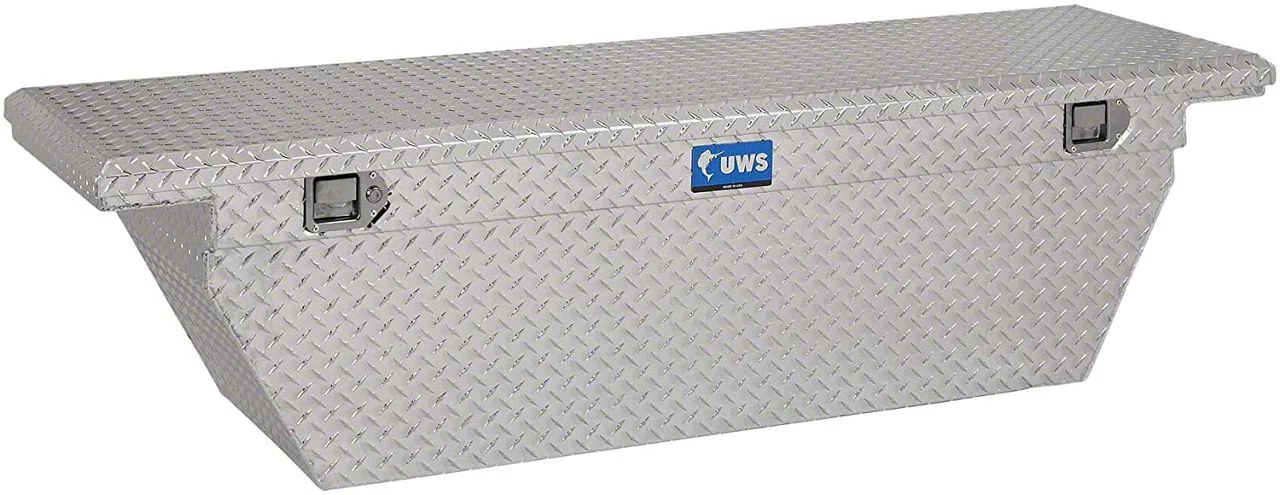 UWS 69-Inch Aluminum Deep Angled Crossover Tool Box; Bright (07-26 Silverado 2500 HD)