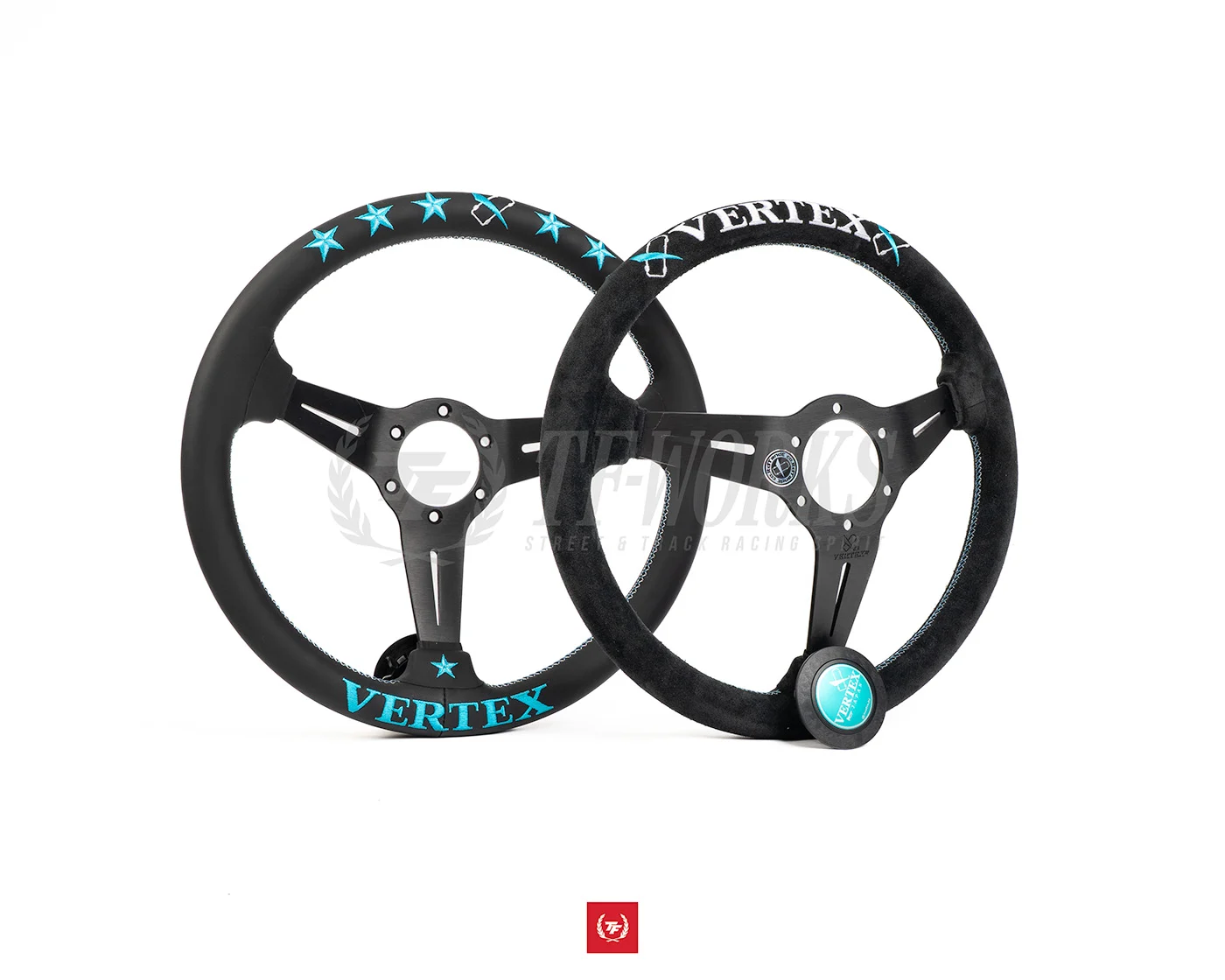 Vertex 6 Star 340mm Leather Steering Wheel - Vertea Blue