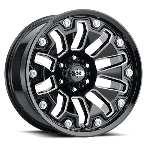 Armor Gloss Black Milled 5-Lug Wheel; 20x9; 12mm Offset (02-08 RAM 1500, Excluding Mega Cab)