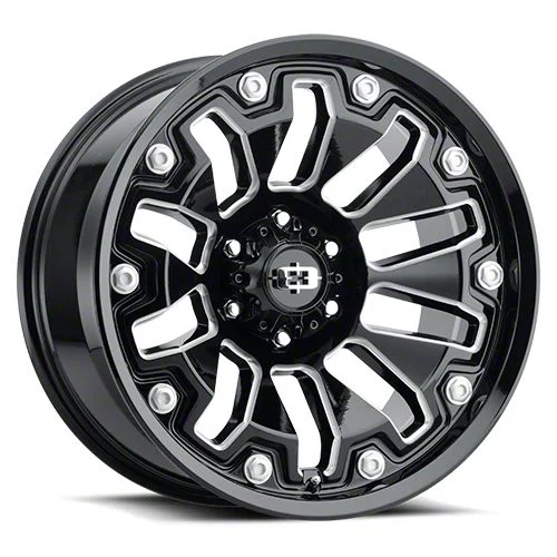 Armor Gloss Black Milled with Black Bolt Inserts 6-Lug Wheel; 18x9; -12mm Offset (19-23 Ranger)