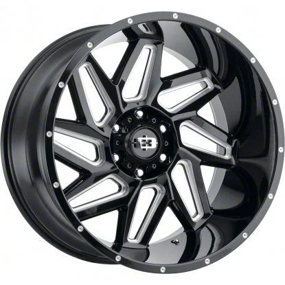 Spyder Gloss Black Milled 8-Lug Wheel; 20x9; 12mm Offset (20-26 Sierra 2500 HD)