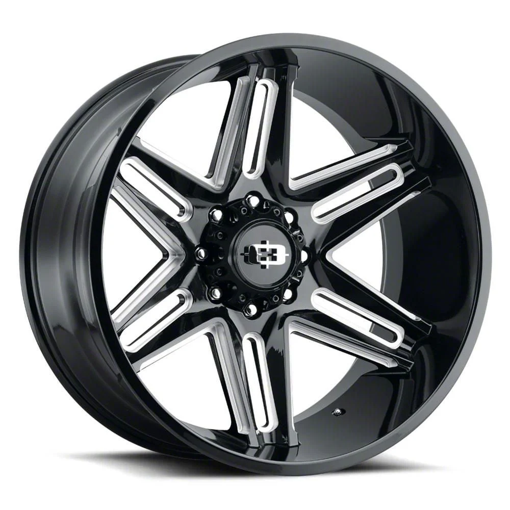 Razor Gloss Black Milled 8-Lug Wheel; 22x12; -51mm Offset (20-26 Sierra 2500 HD)