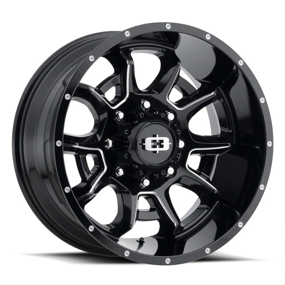 Bomb Gloss Black Machined 8-Lug Wheel; 20x9; 12mm Offset (20-26 Sierra 2500 HD)