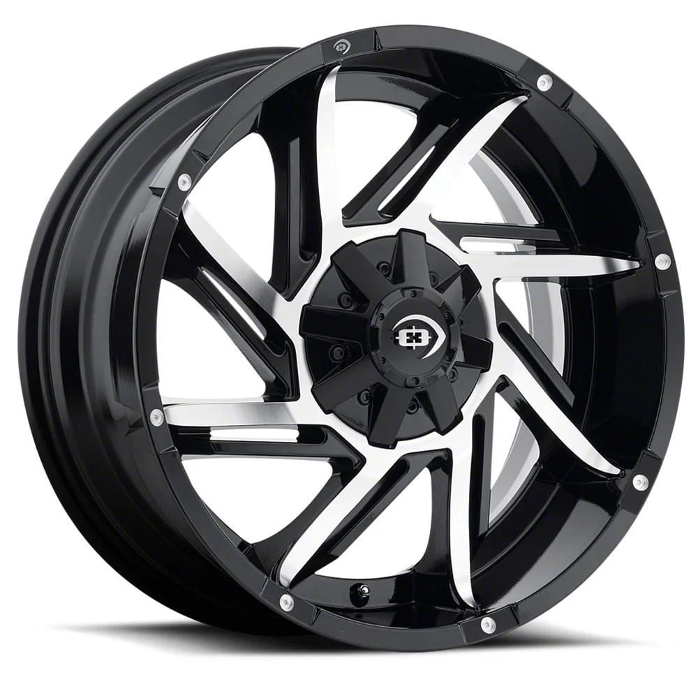 Prowler Gloss Black Machined 8-Lug Wheel; 20x9; 12mm Offset (11-14 Sierra 2500 HD)