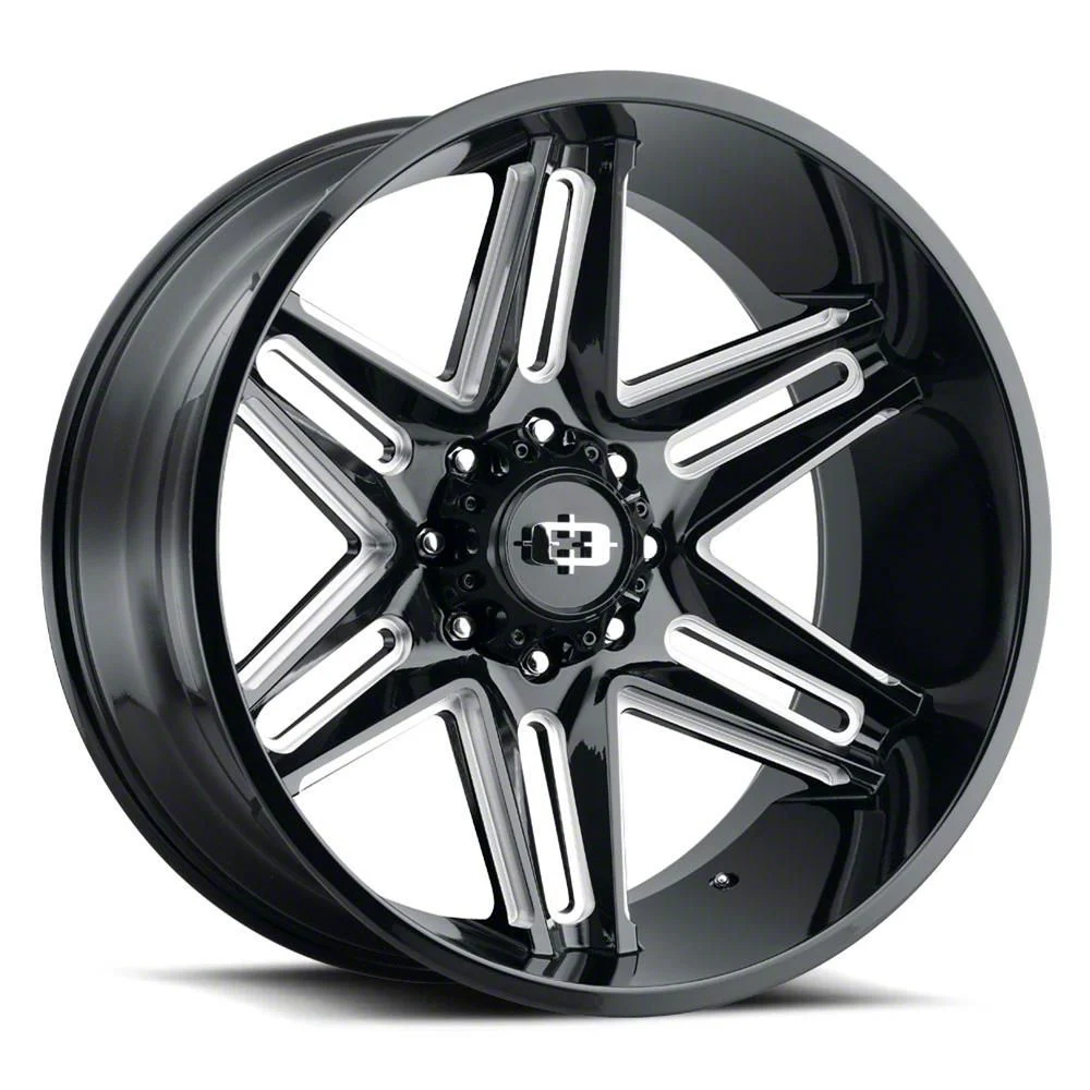 Razor Gloss Black Milled 8-Lug Wheel; 22x12; -51mm Offset (20-26 Silverado 2500 HD)