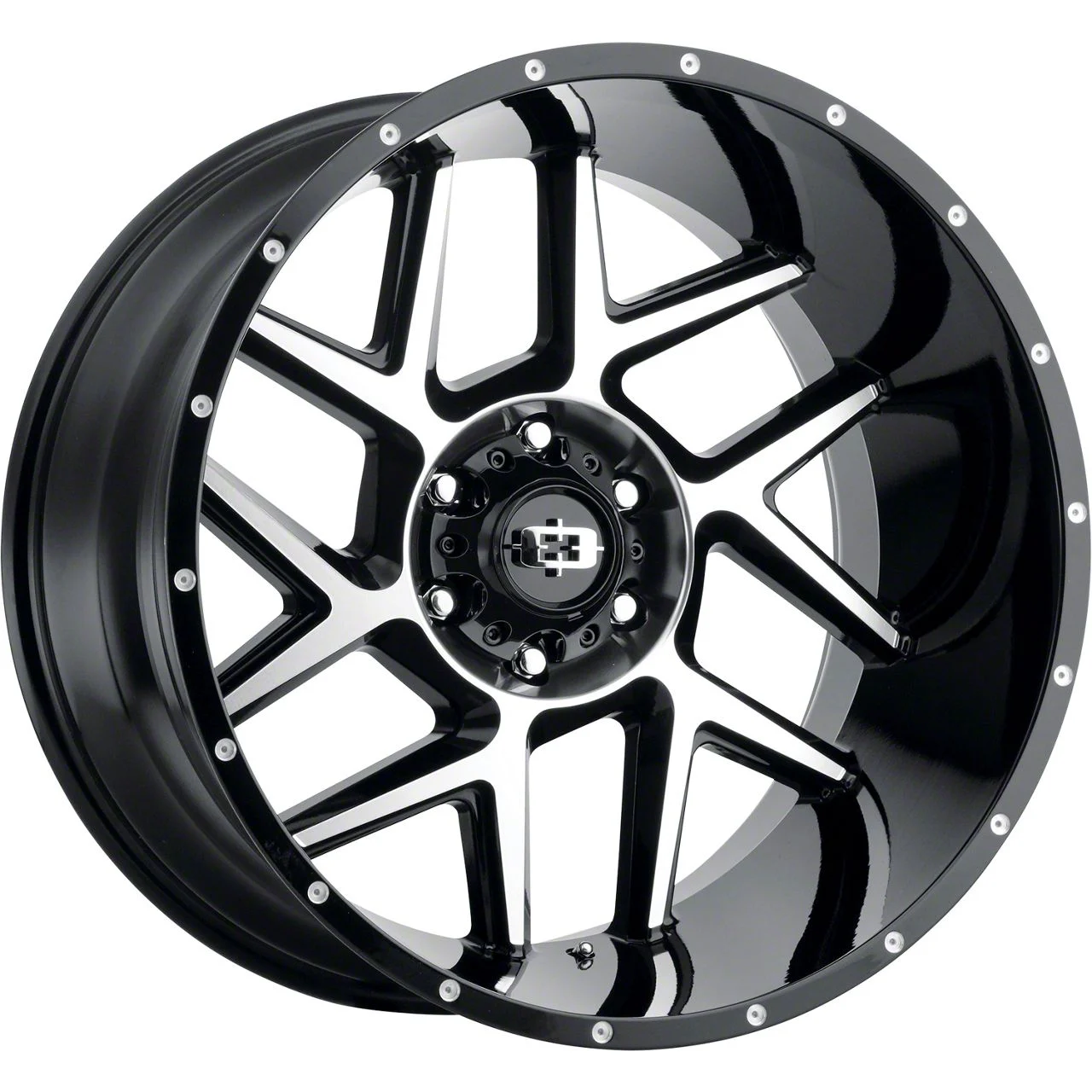 Sliver Gloss Black Machined 8-Lug Wheel; 22x12; -51mm Offset (17-22 F-250 Super Duty)