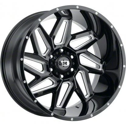 Spyder Gloss Black Milled 8-Lug Wheel; 20x9; 12mm Offset (20-26 Silverado 3500 HD SRW)