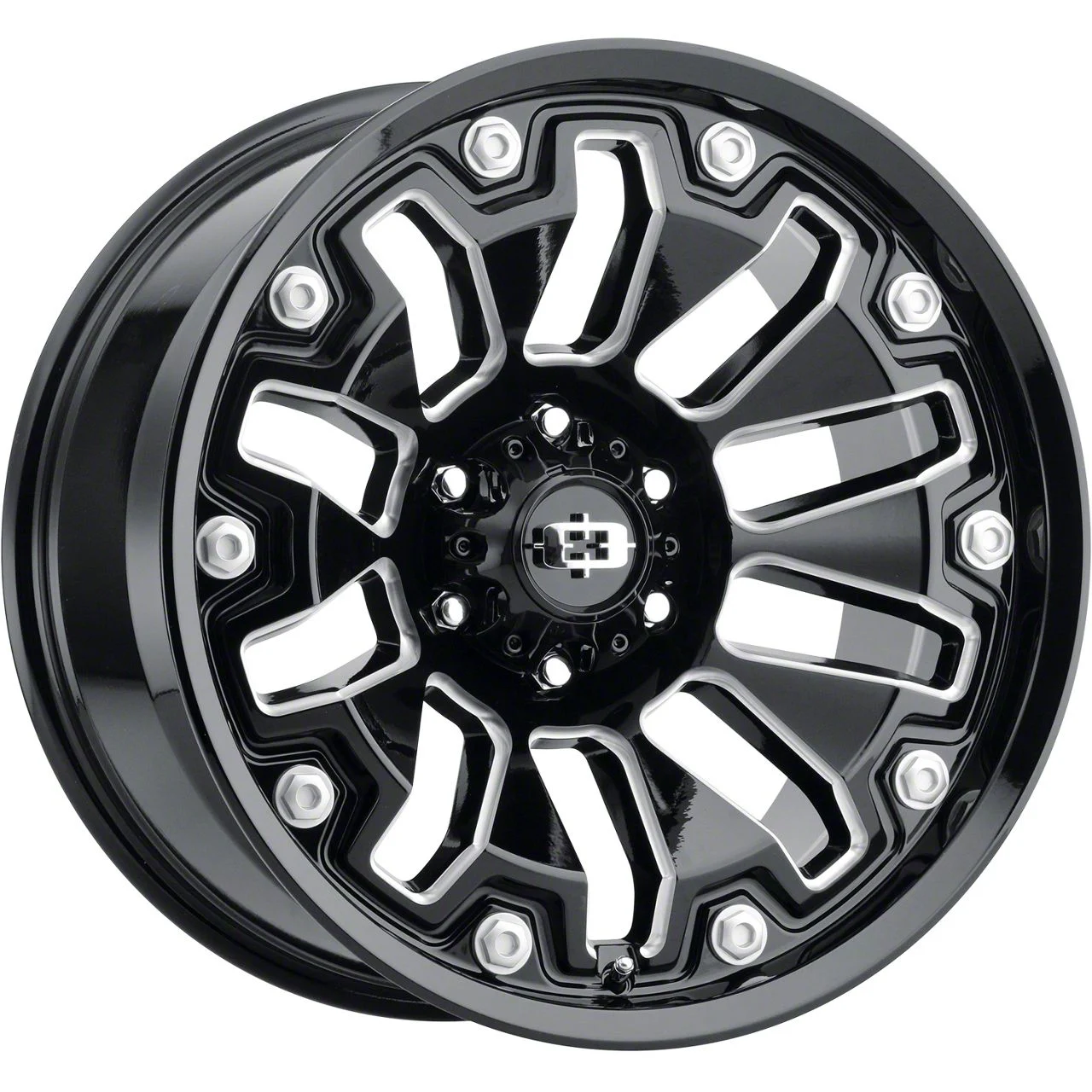 Armor Gloss Black Milled 8-Lug Wheel; 20x9; 12mm Offset (20-26 Silverado 3500 HD SRW)