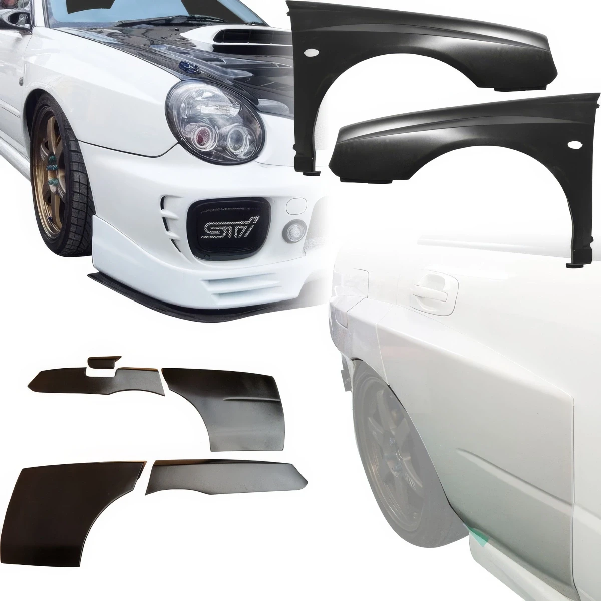 FRP LSPO WRC Wide Body Fenders 7pc > Subaru Impreza WRX 2002-2003 > 4dr Sedan - 105330
