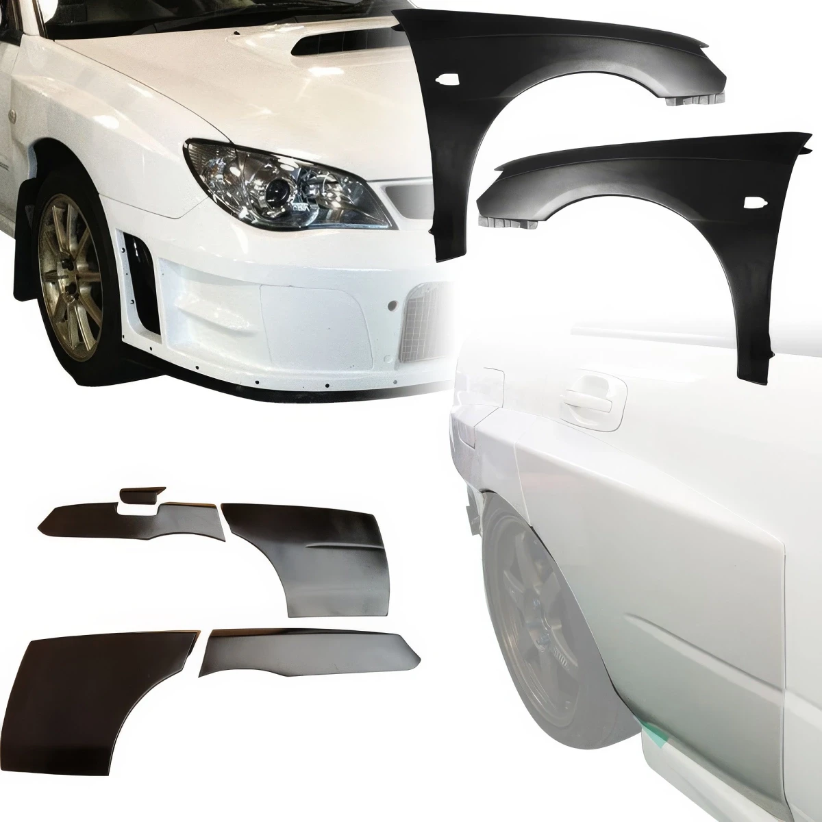 VSaero FRP LSPO WRC Wide Body Fenders 7pc for Subaru Impreza WRX 2006-2007