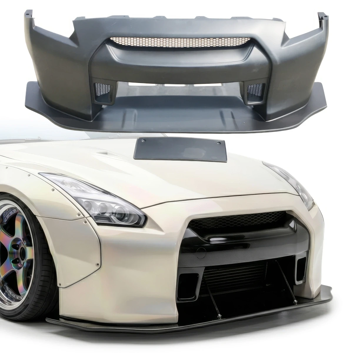 FRP LBPE v1 Wide Body Front Bumper w Lip > Nissan GT-R GTR (R35) 2009-2017 - 108682