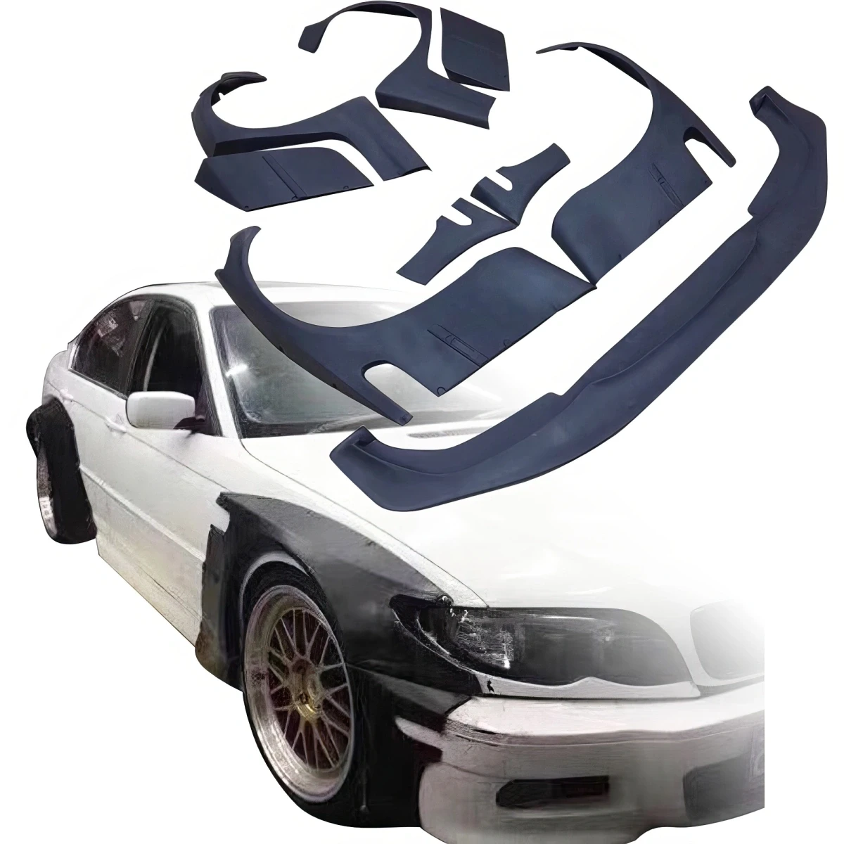 FRP TKYO V2 Wide Body Kit > BMW 325i 330i (E46) 2002-2005 > 4dr Sedan - 108720