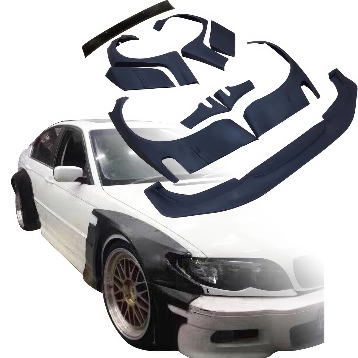 FRP TKYO V2 Wide Body Kit w Wing > BMW 325i 330i (E46) 2002-2005 > 4dr Sedan - 108722