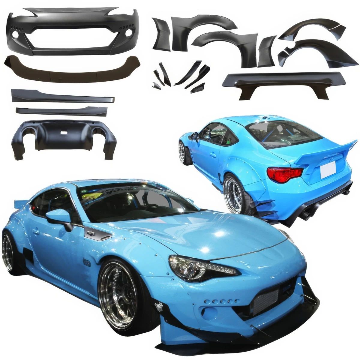 FRP TKYO v2 Wide Body Kit w Wing 20pc > Scion FR-S 2013-2016 - 108737