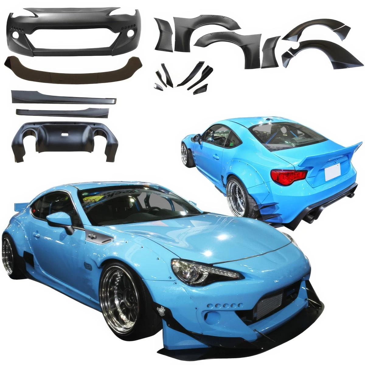 VSaero FRP TKYO v2 Wide Body Kit w Wing 20pc for Subaru BRZ ZN6 2013-2020