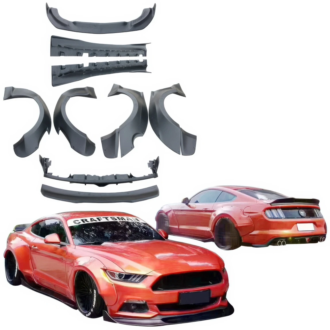 FRP RBOT Wide Body Kit /w Wing > Ford Mustang 2015-2017 - 109142