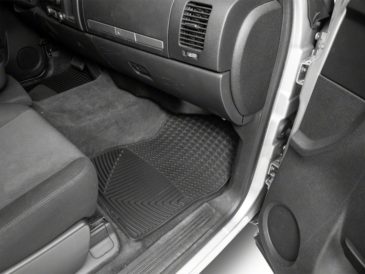 Weathertech All-Weather Front and Rear Rubber Floor Mats; Black (07-13 Silverado 1500 Extended Cab, Crew Cab)