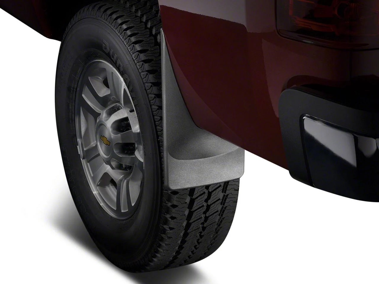 Weathertech No-Drill Mud Flaps; Front; Black (14-18 Sierra 1500 w/o Fender Flares)