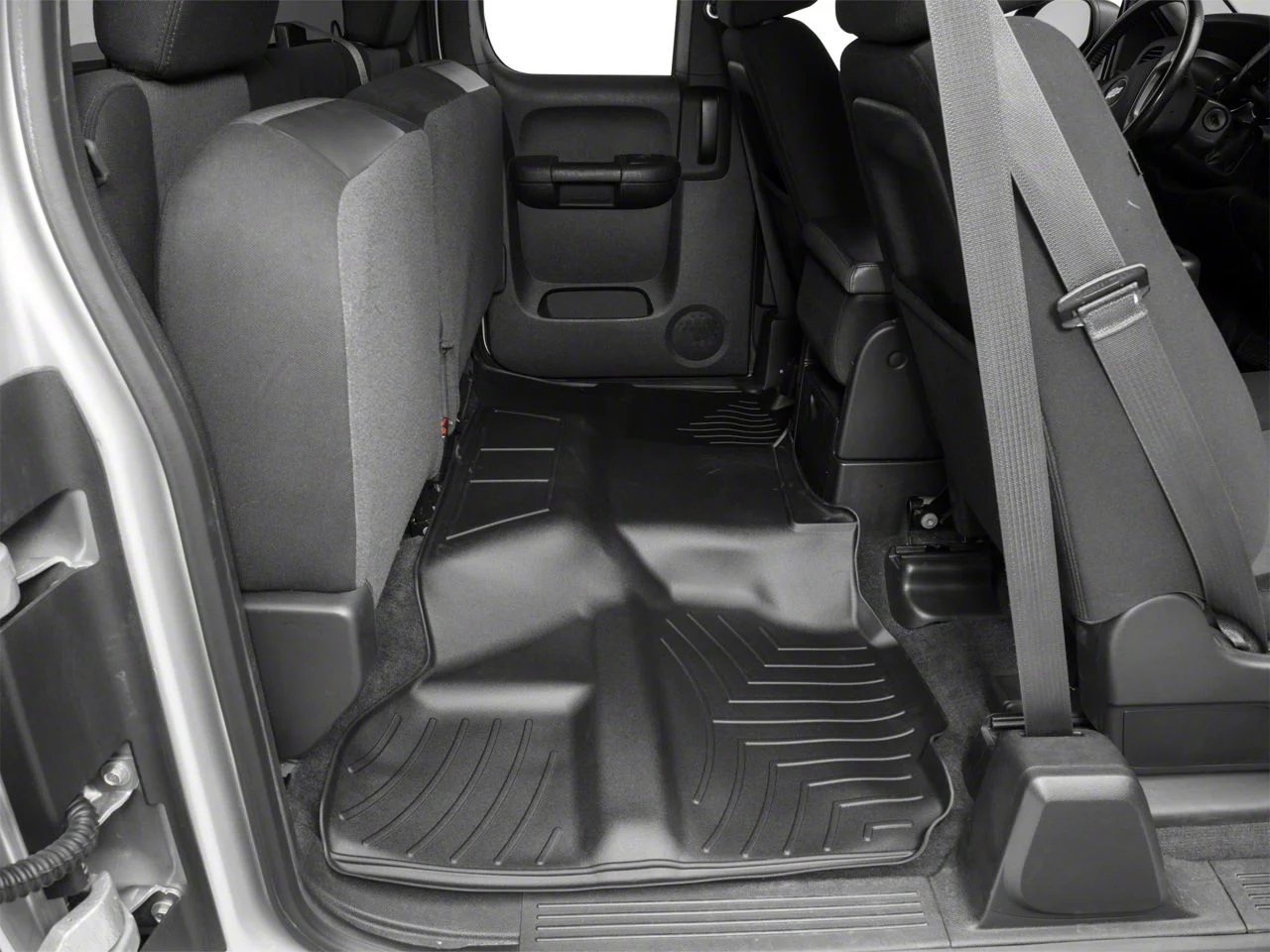 Weathertech DigitalFit Rear Floor Liner; Black (07-13 Silverado 1500 Extended Cab, Crew Cab, Excluding Hybrid)
