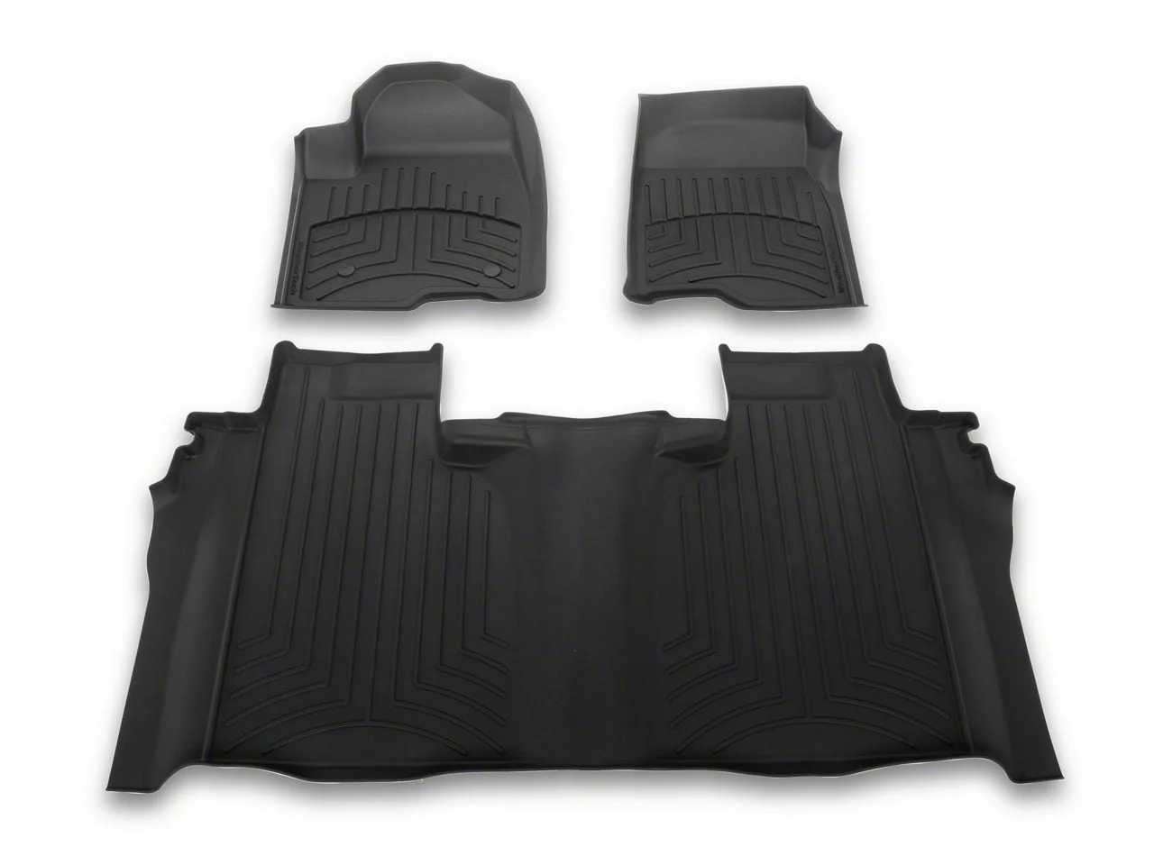 Weathertech Front and Rear Floor Liner HP; Black (19-26 Silverado 1500 Crew Cab w/ Front Bucket Seats & Rear Underseat Storage)