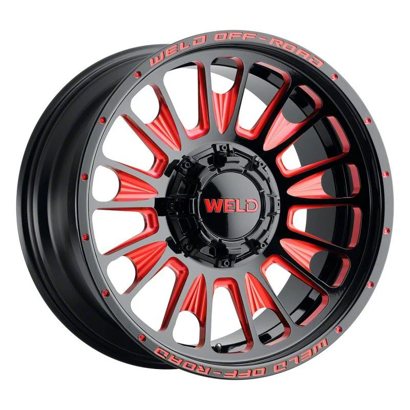 Weld Off-Road Scorch Gloss Black with Red Milled Spokes 6-Lug Wheel; 22x12; -44mm Offset (14-18 Sierra 1500)
