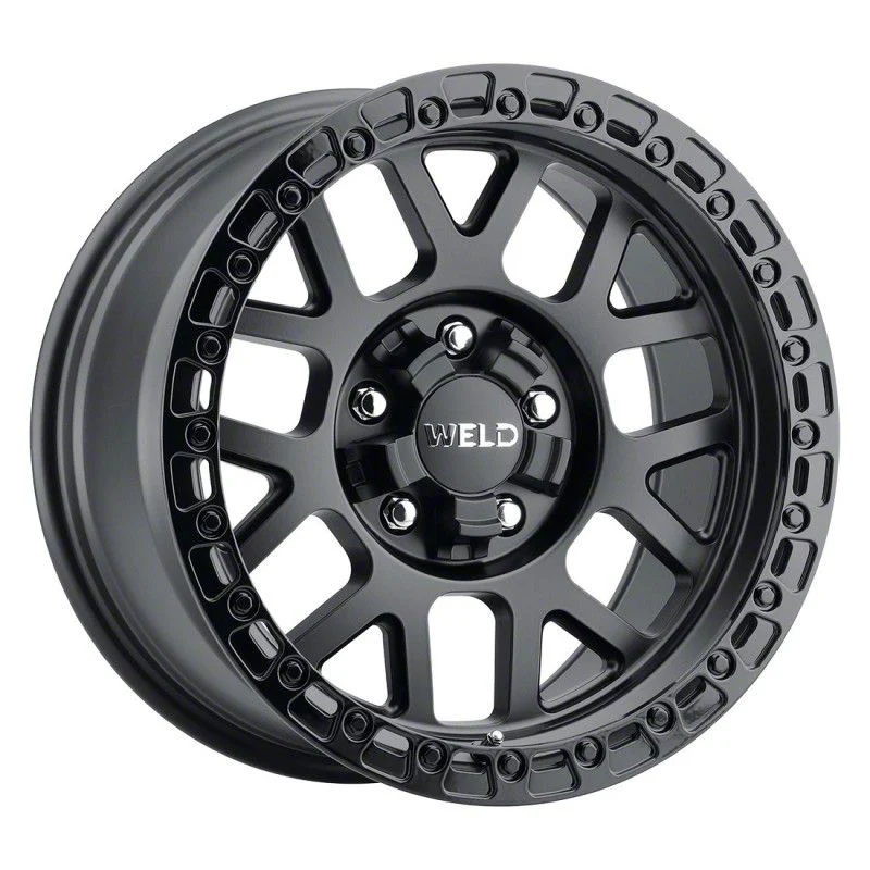 Weld Off-Road Cinch Satin Black with Gloss Black Ring 6-Lug Wheel; 17x10; -25mm Offset (19-26 Sierra 1500)