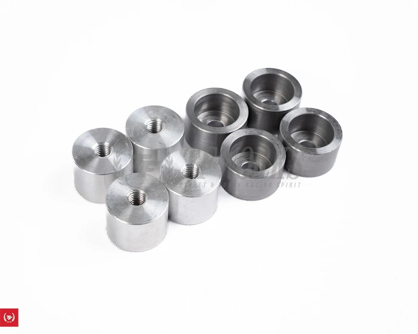 M6 Threaded Billet Aluminum Weld-On Bung with Steel Weld Cups - 4-Pack