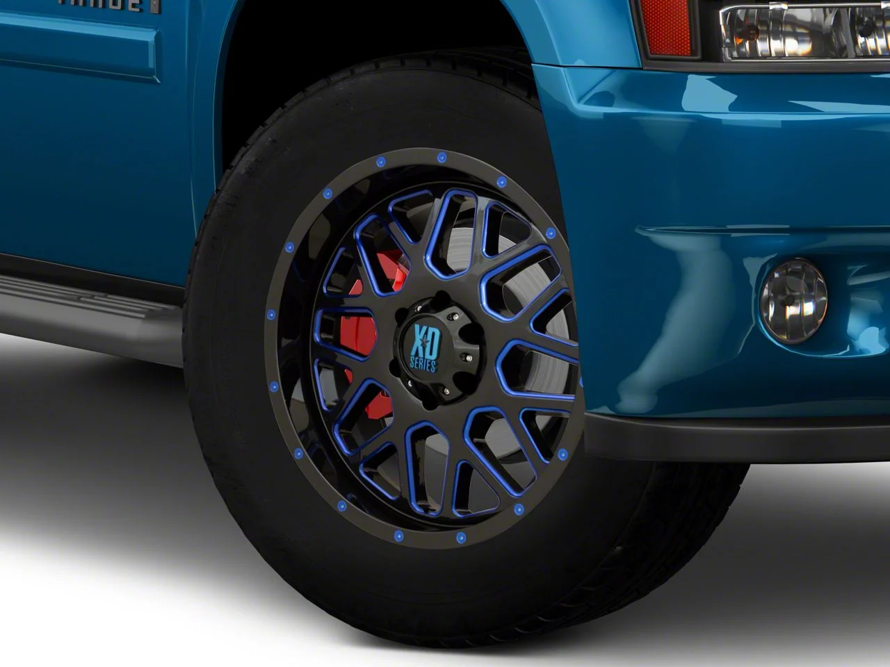 XD Grenade Satin Black Milled with Blue Clear Coat 6-Lug Wheel; 20x9; 0mm Offset (07-14 Tahoe)