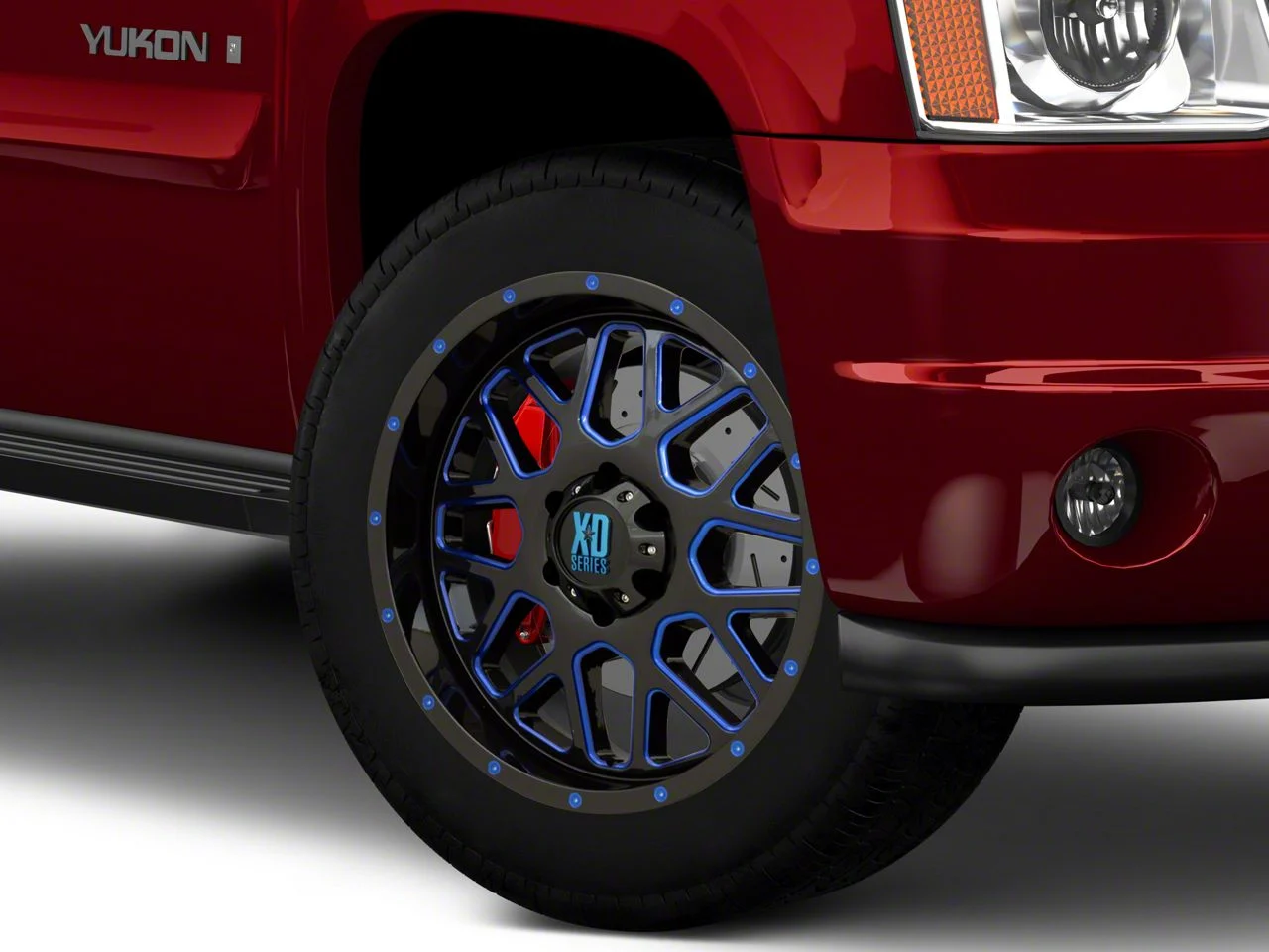 XD Grenade Satin Black Milled with Blue Clear Coat 6-Lug Wheel; 20x9; 18mm Offset (07-14 Yukon)