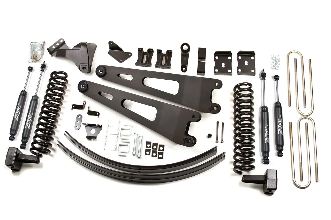 Zone Offroad 6-Inch Radius Arm Lift Kit with Nitro Shocks (11-16 4WD 6.7L Powerstroke F-350 Super Duty)